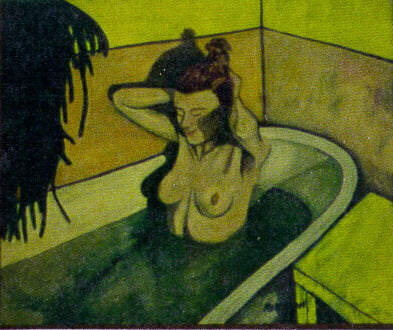 Op-025 WOMAN BATHING 48 in x 60 in Oil on Linen 1995