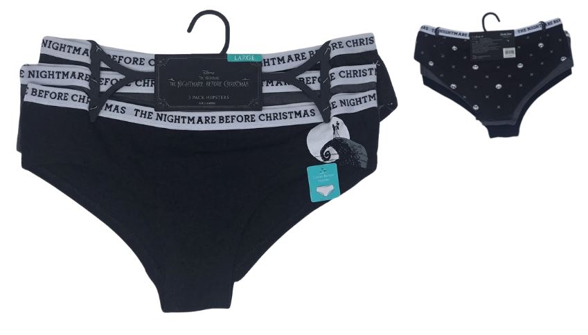 43NB366W1HZA-BLK
3PK LADIES UNDERWEAR 
THE NIGHTMARE BEFORE CHRISTMAS
S,M,L,XL 
UPC 193159161644
36 CS/PACK
