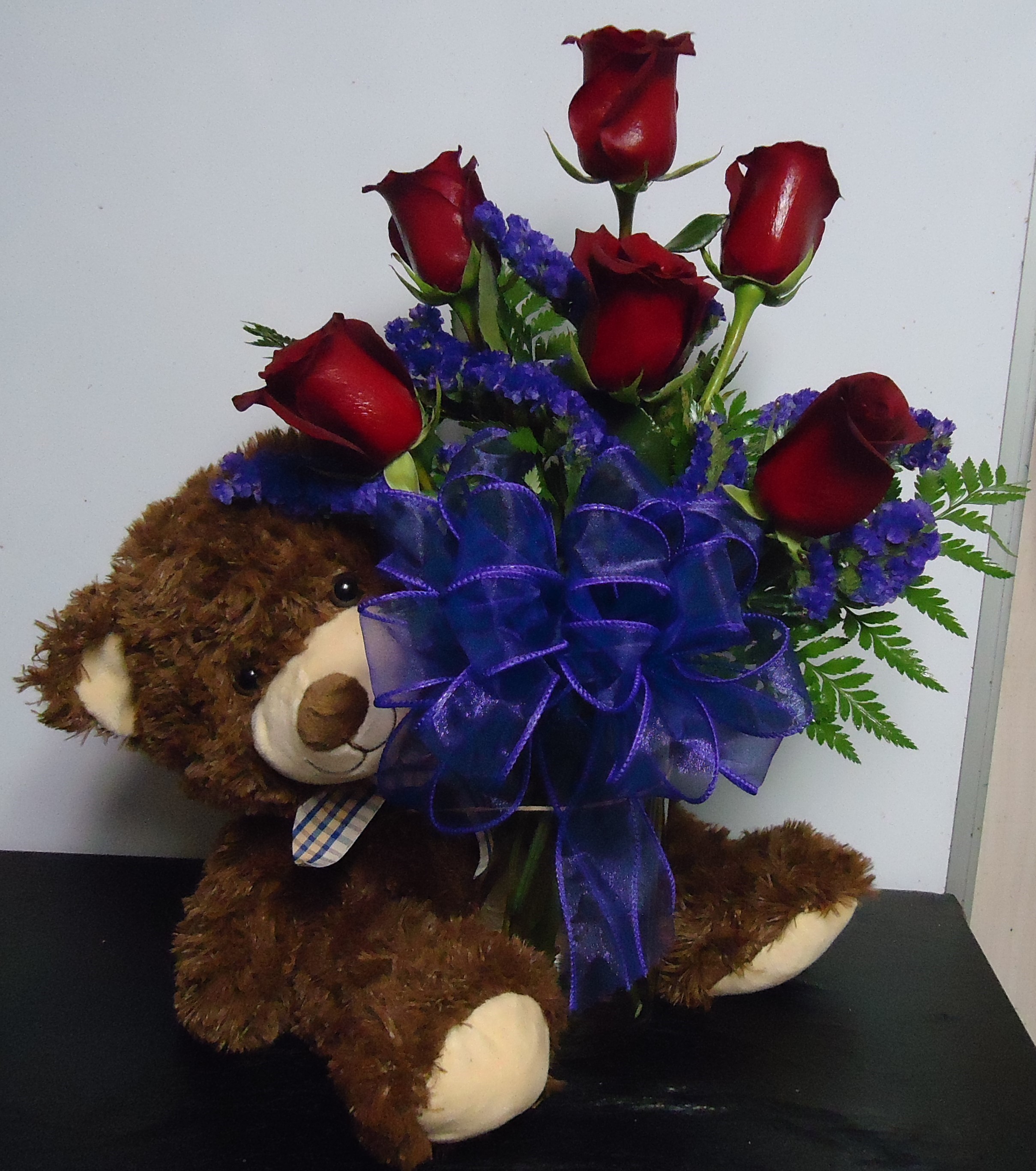 (6) "Half" Dozen Roses
W/ Bear
$75.00
(Filler Flowers & Bear May Vary)