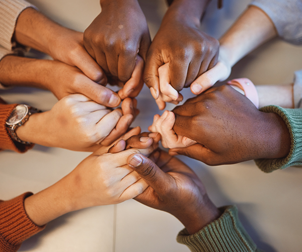 group prayer of people with hope