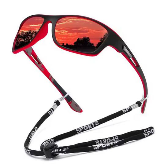 Polarisierte Sonnenbrille klassisch für Damen und Herren zum Autofahren, Radfahren, Angeln mit UV400-Filter - Rot