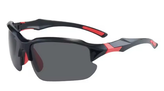 Sportliche polarisierte Sonnenbrille zum Radfahren, Angeln und für den Urlaub. Sonnenbrillen mit UV400-Filter für Damen und Herren. - Schwarz Rot