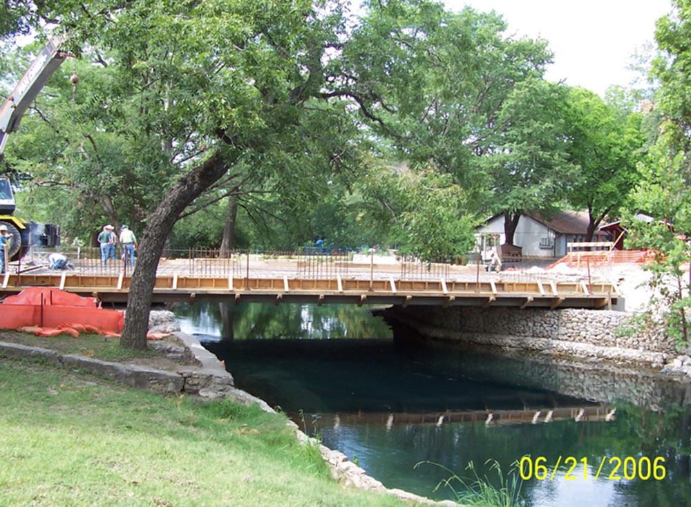 Working on the Landa Park Bridge.