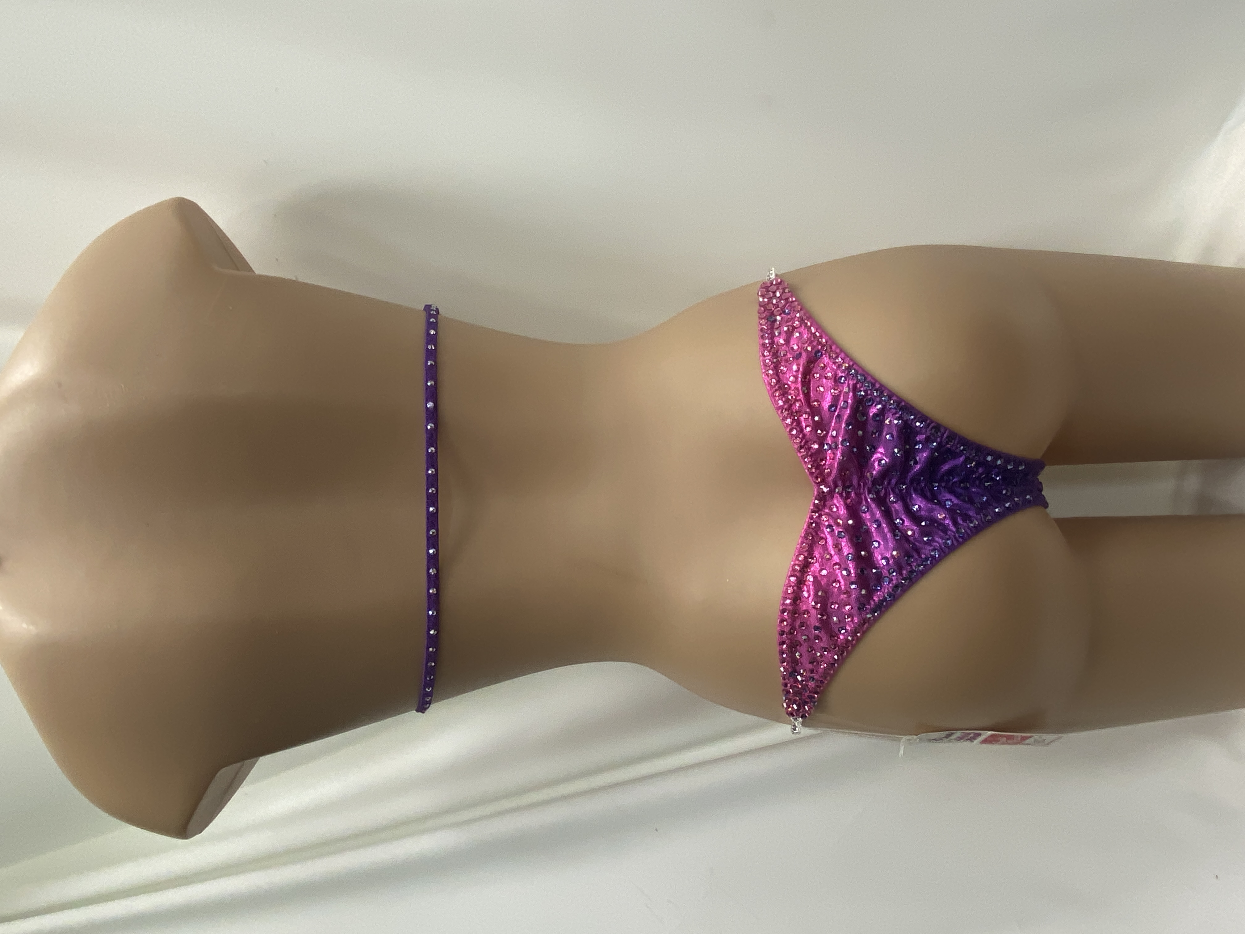 Pink-Purple frost  bikini 
B banded top 
small front , xsmall arch back 
$475