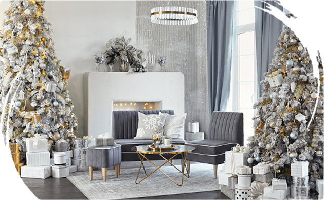 A beautiful home decorated for the holidays with 2 trees. A beautiful home decorated for the holidays with 2 trees.