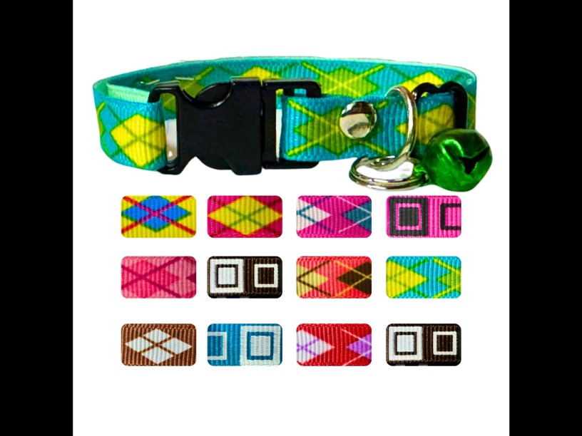 BON107 - PAQUETE DE COLLARES
 LISTON C/CASCABEL PARA GATO
 12 PZS