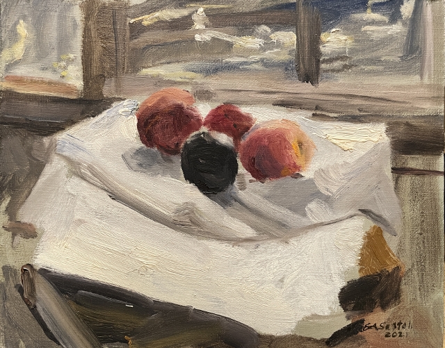 Santoli, Window Light Fruit, 8x10 Oil