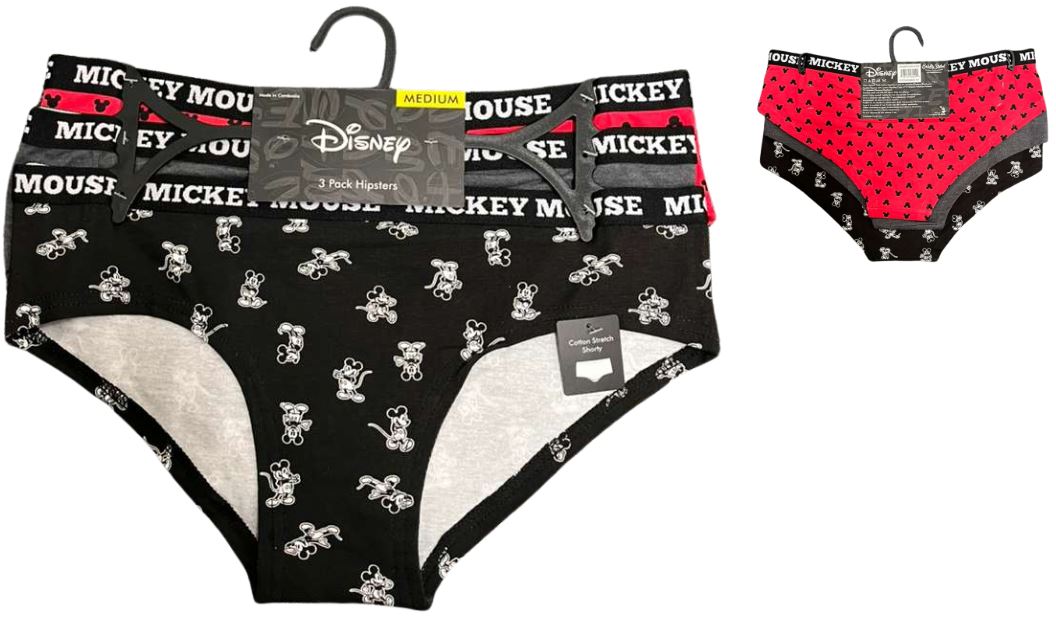 43MK887X1HZA-BLK
3PK LADIES UNDERWEAR MICKEY MOUSE
S,M,L,XL
UPC  193159161491
36 CS/PACK