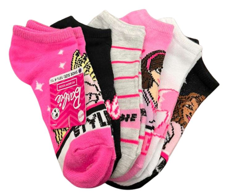 418V0008H24WM659HP
6PK BARBIE  NO SHOW SOCKS 
SHOE SIZE 10-4
UPC 086694641200
24 CS PACK
