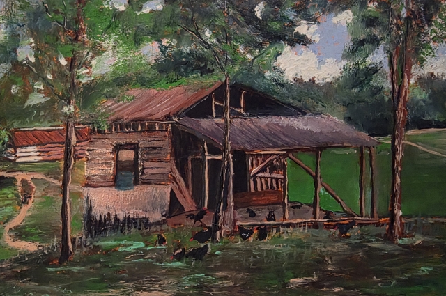 Estevez, Cluckingham Palace, 6" x 9" Oil