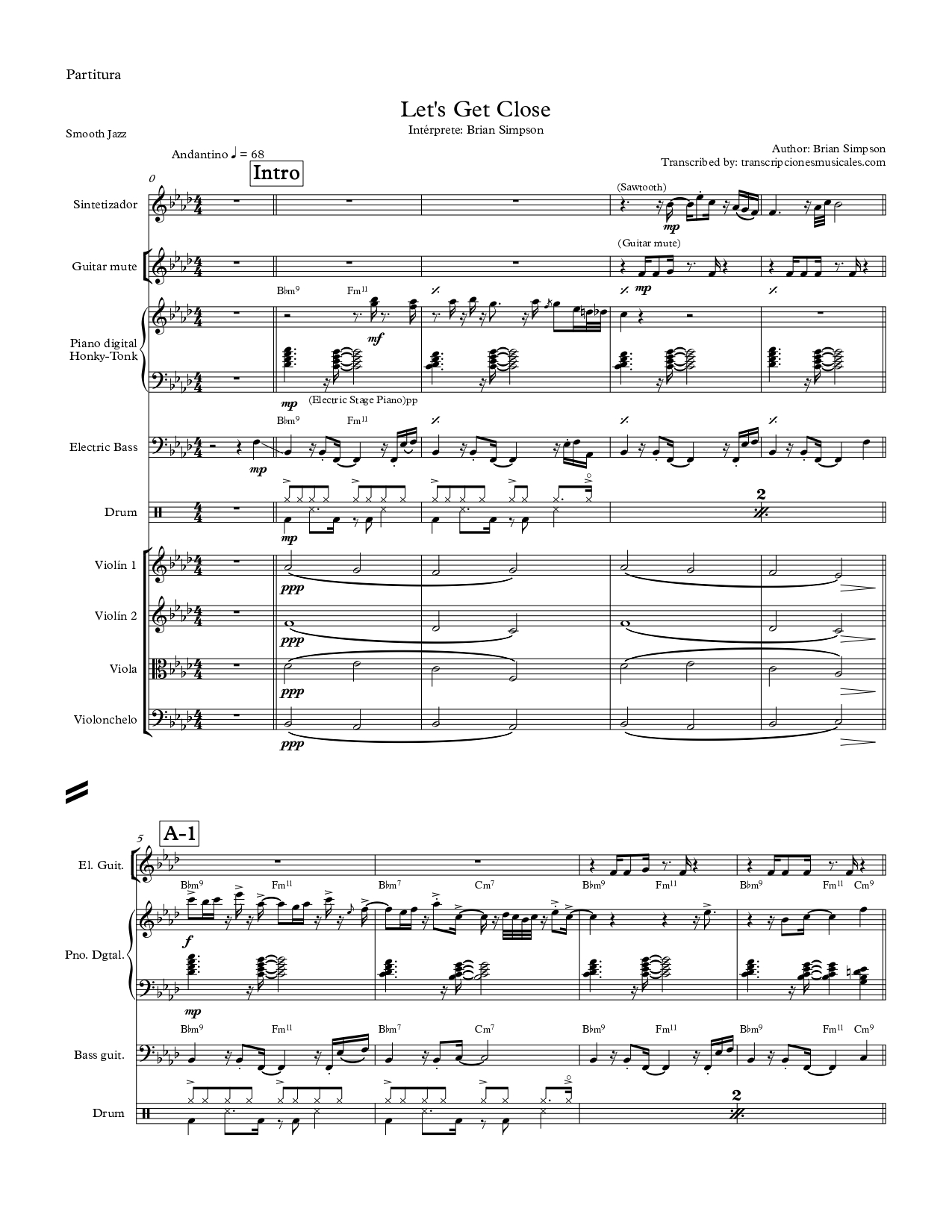 Let`s get close - sheet music page 1