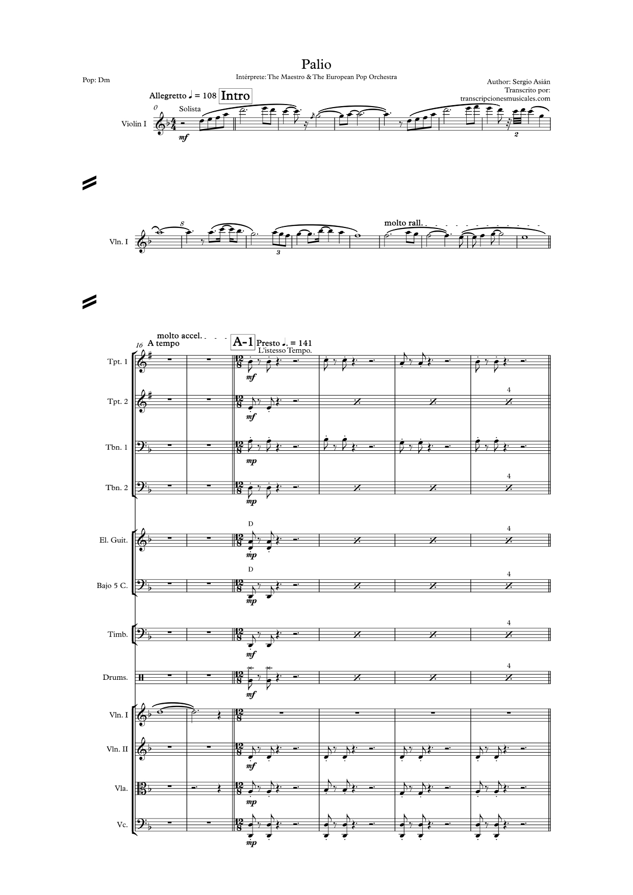 Palio - Partitura hoja 1 Palio - Partitura hoja 1