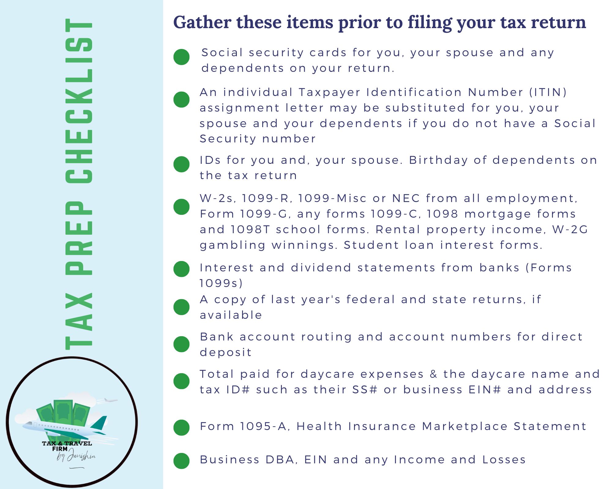 A checklist with green checks near the items A checklist with green checks near the items