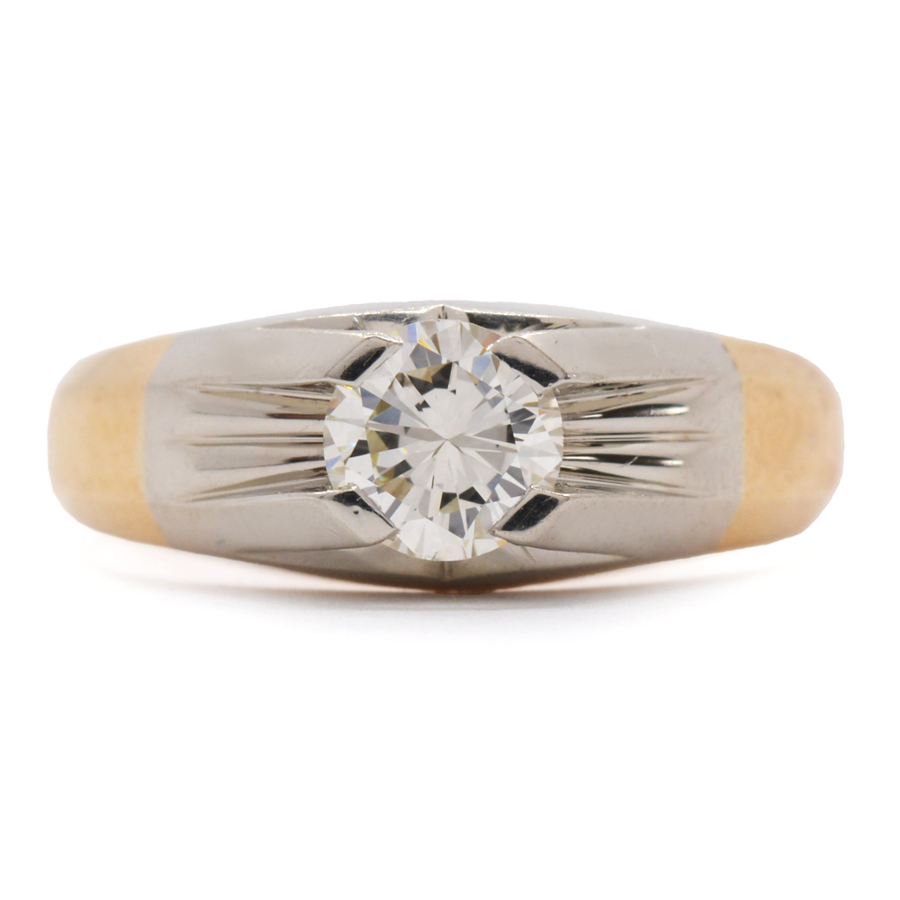 14K 2-TONE GOLD MENS DIAMOND RING 0.88CT VVS2 I $2,750
