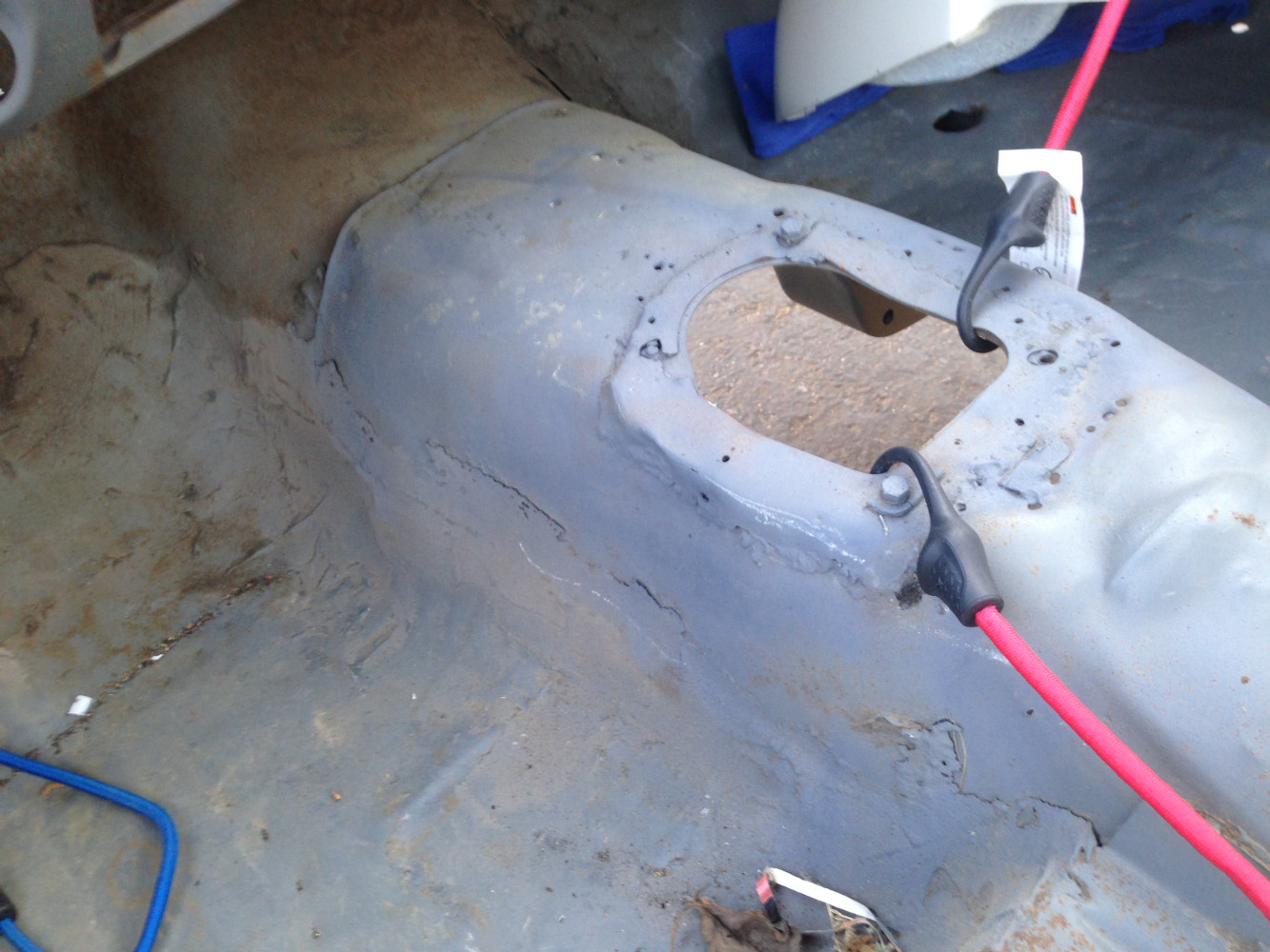 The entire floor from the firewall back to the tail light panel has to be replaced