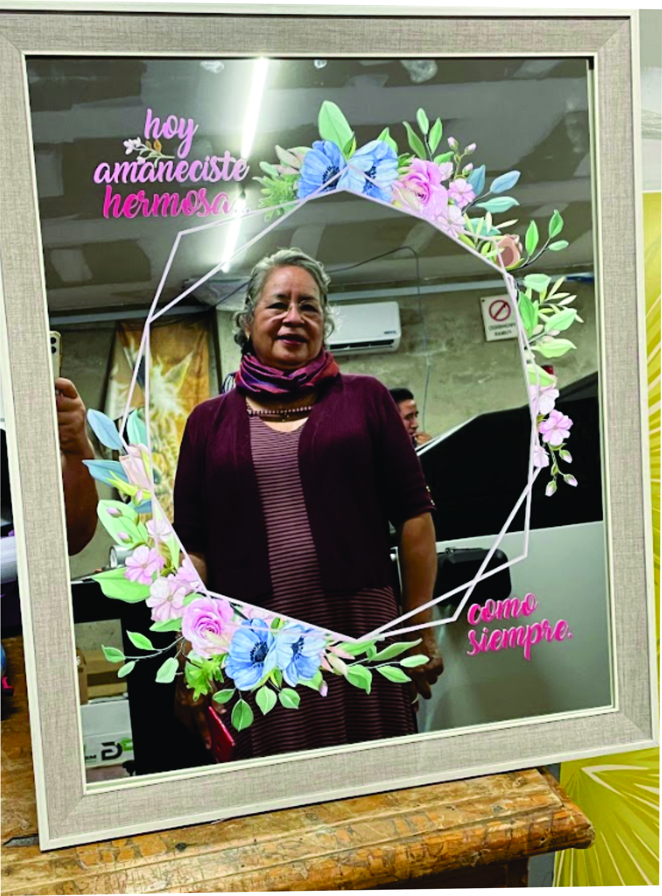 Impresión sobre espejo con tinta blanca