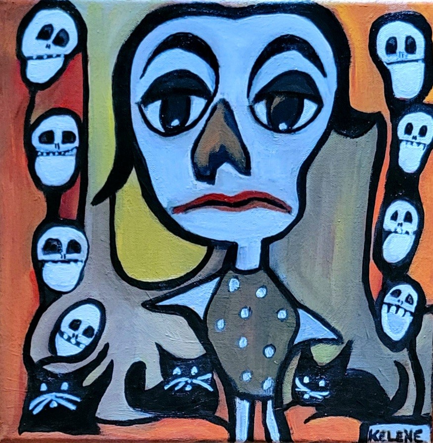 Title Lets Dance 12 x 12 acrylic on canvas Kelene $110.00