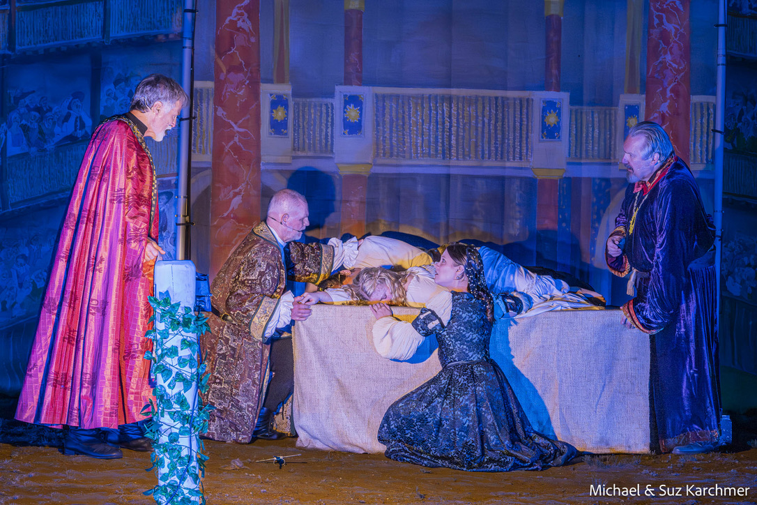Larry Lickteg as The Prince of Verona, Timothy Burroughs as Montague, Holly Hill as Lady Capulet and Scott Hamilton as Capulet.