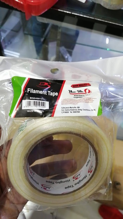 CINTA ADHESIVA CON FILAMENTOS DE SEGURIDAD 24mm/50m HONBOSS