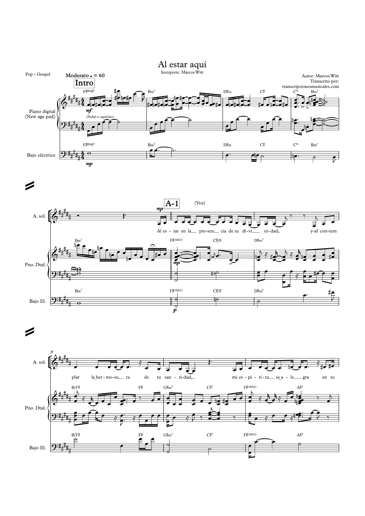 Al estar aquí - partitura hoja 1