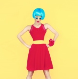 Model with a red dress