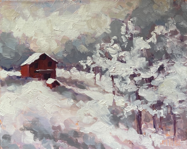 Hall,  First Snow, 8" x 10" Oil
