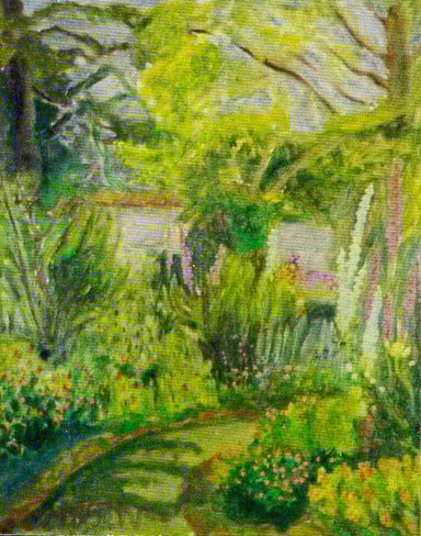 Op-019 STEVENSON GARDEN 20 in x 16 in Oil on Linen 1994 private collection