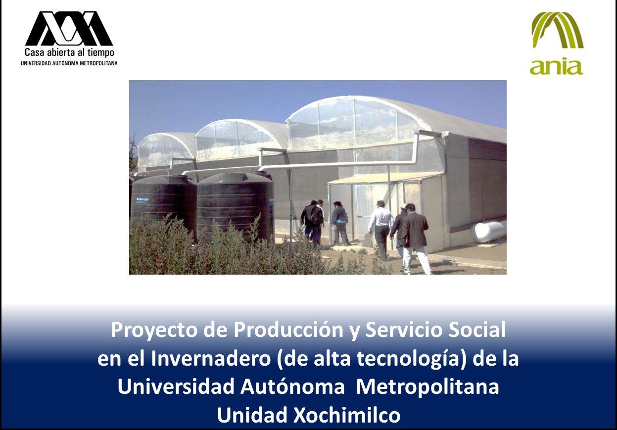 Proyecto de Producción y Servicio Social en el Invernadero (de Alta Tecnología) de la Universidad Autónoma Metropolitana Unidad Xochimilco