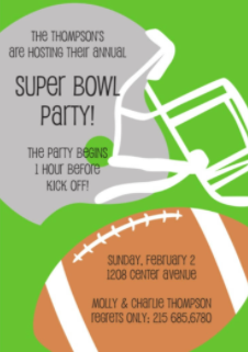 Super Bowl Party Invitations helmet and ball