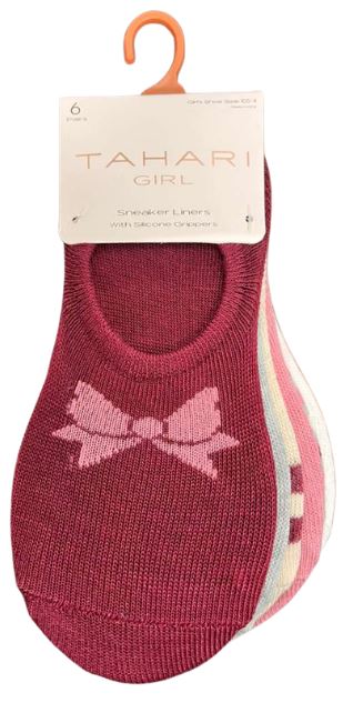 TASKG0004
6PK TAHARI GIRL LINER SOCKS
SHOE SIZE 10-4
UPC 194587709880
60 CS PACK
