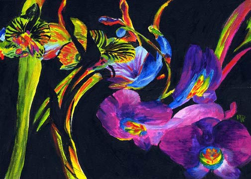 Alien Flowers - 5"x 7" Acrylic on Gessobord  $75