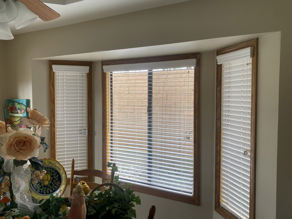 2 inch faux wood inside window trim with valance
