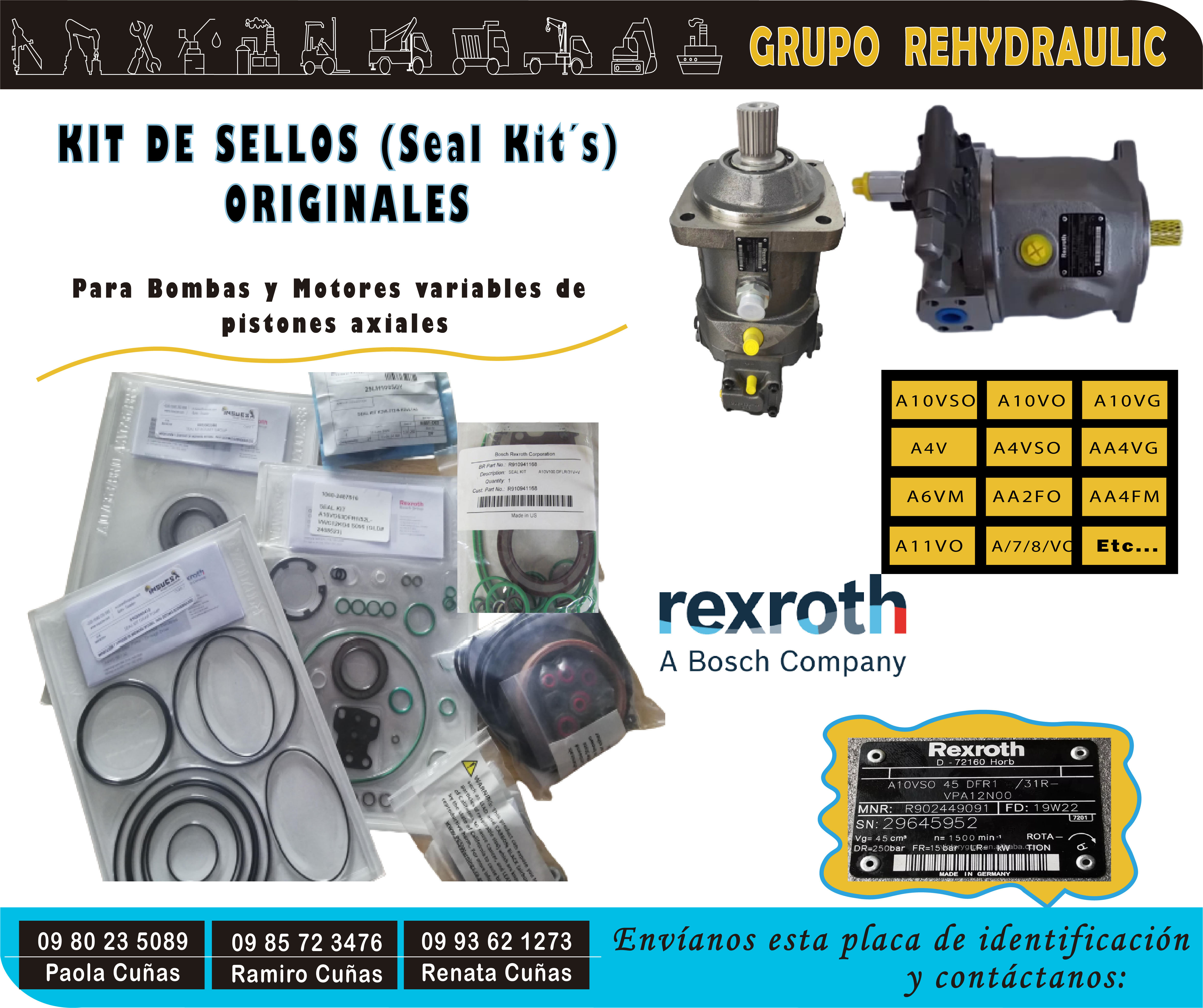 SEAL KIT BOMBA Y MOTORES DE PISTONE AXIALES