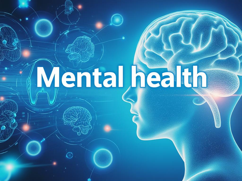 Ilustración digital de un cerebro humano con concepto de salud mental.