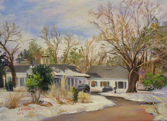 Potomac MD Home, 9" x 12" Oil on Canvas