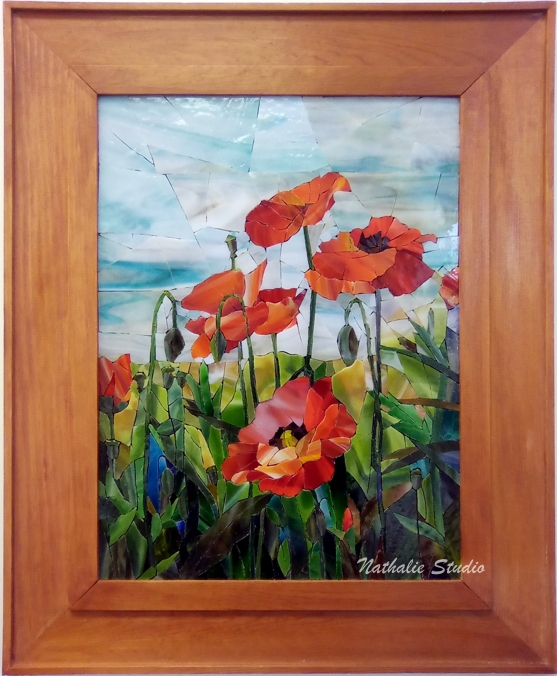 "Poppies"
by Nataliya Guchenia
Glass Size - 15-1/2"H X 11-1/2"W
$1,250.00