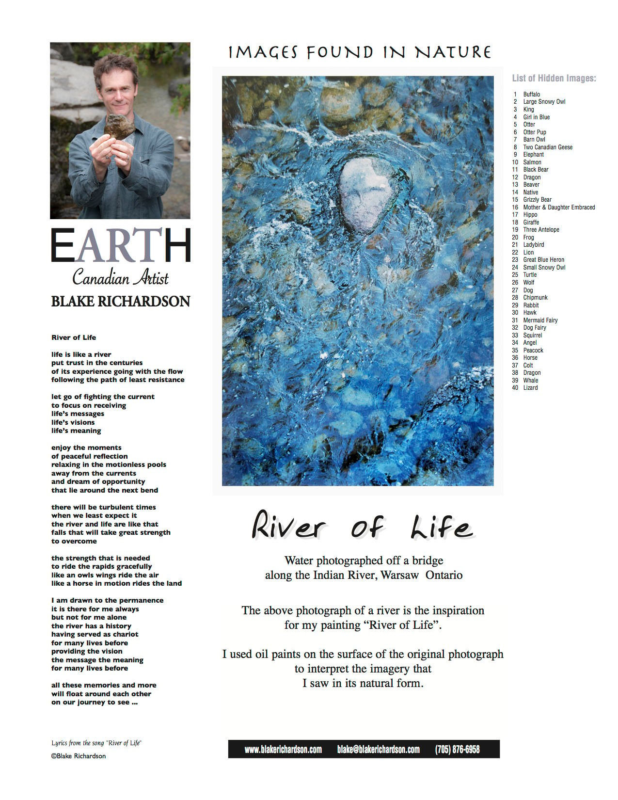 River of Life : Backing Page