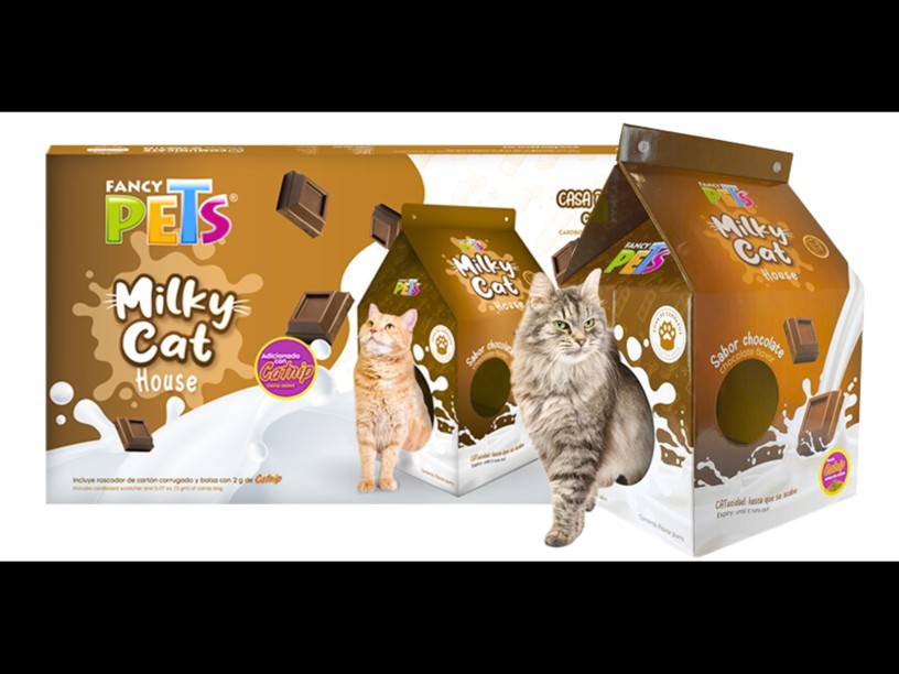 FL8494 CASA DE CARTON CON 
RASCADOR P/GATO CHOCOLATE