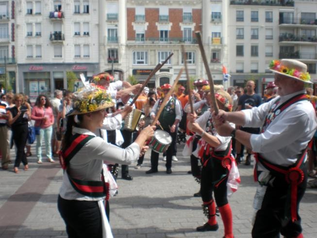 The Merrydowners performing outside the Tourist Office