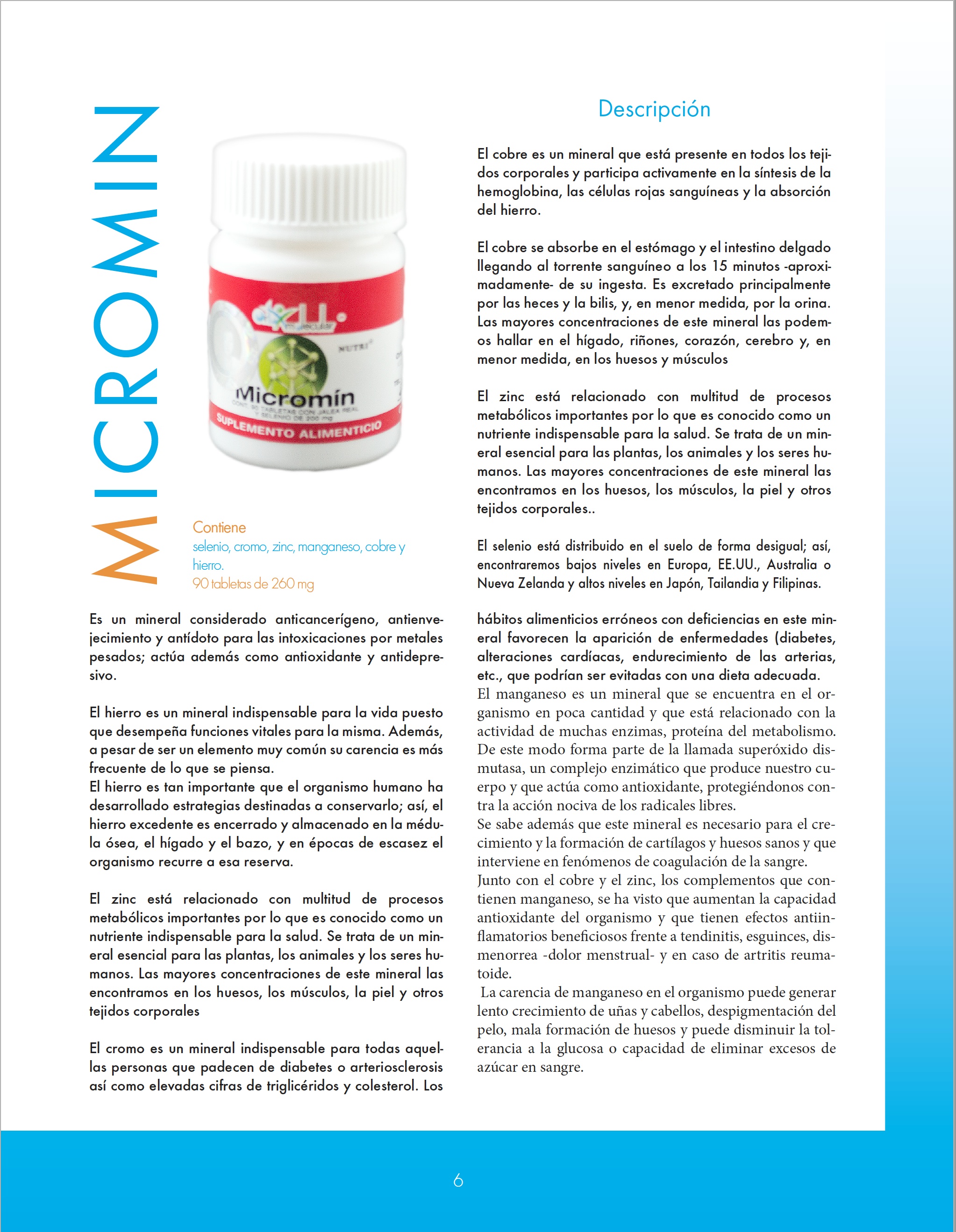 Micromin Microminerales cromo selenio hierro cobre manganeso