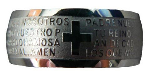 ANILLO CON PADRE NUESTRO EN ACERO INOXIDABLE