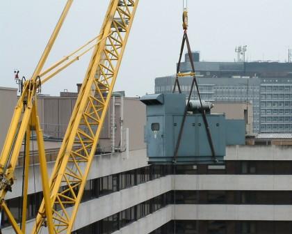 Volvo generator removed from a 15 storey building