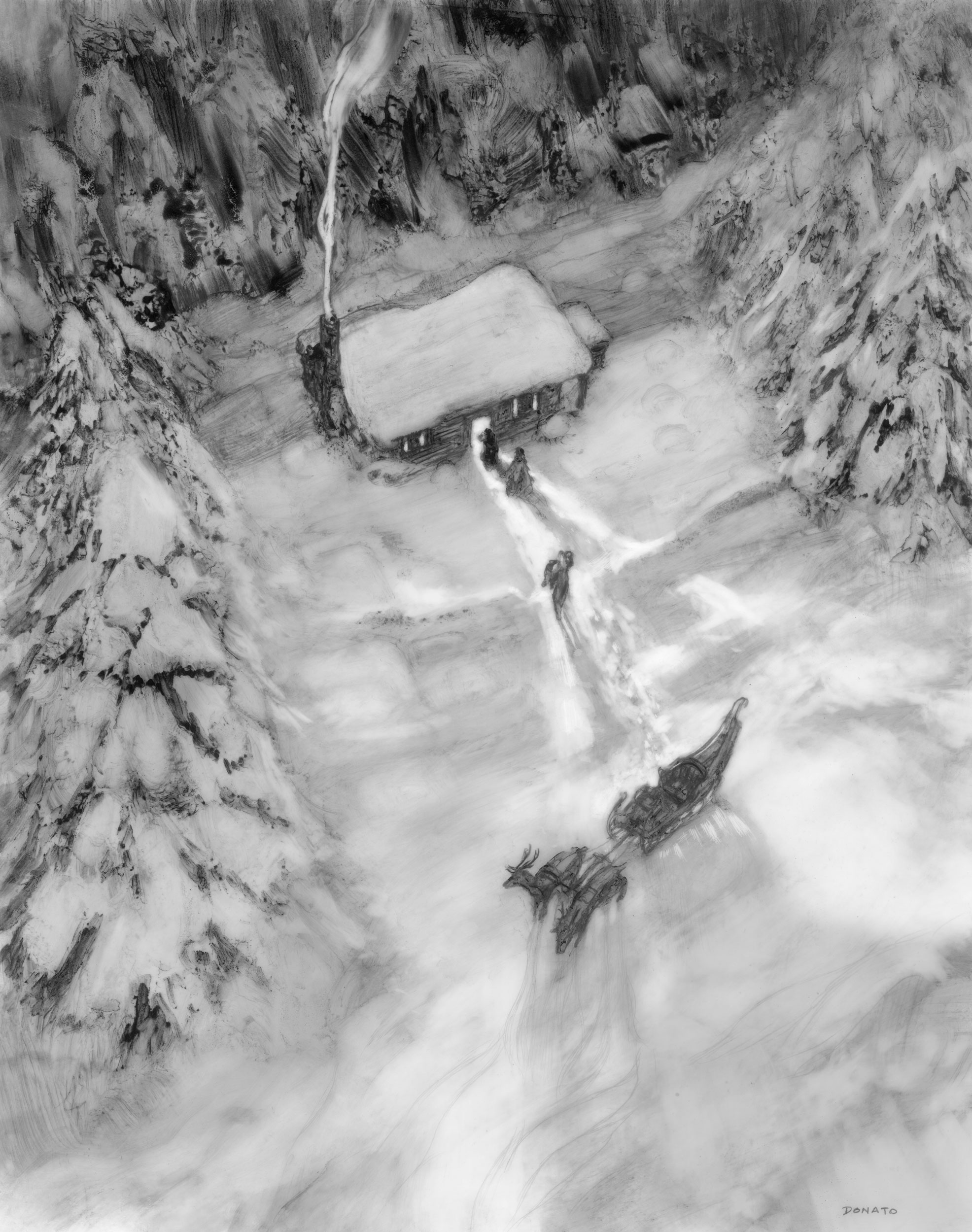 Spinning Silver - The Cottage
14" x 11". Graphite on Duralar 2019