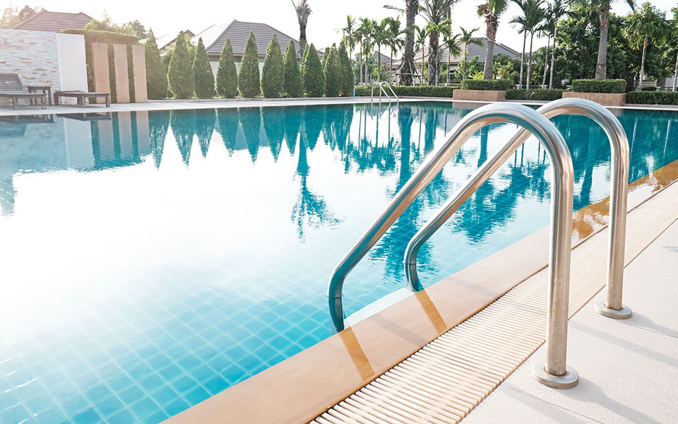 Blue Swimming Pool with Stair