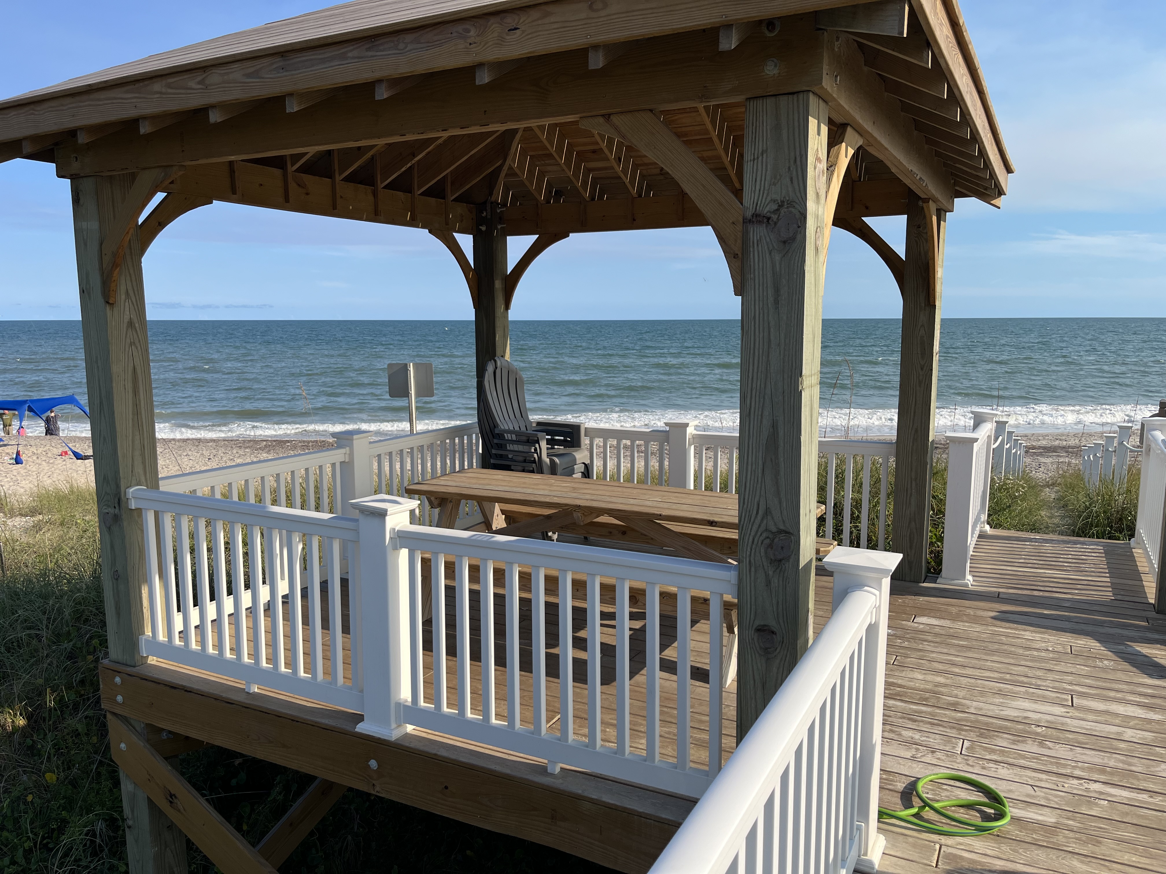 Gazebo with 8ft picnic table for afternoon lunches at the beach.