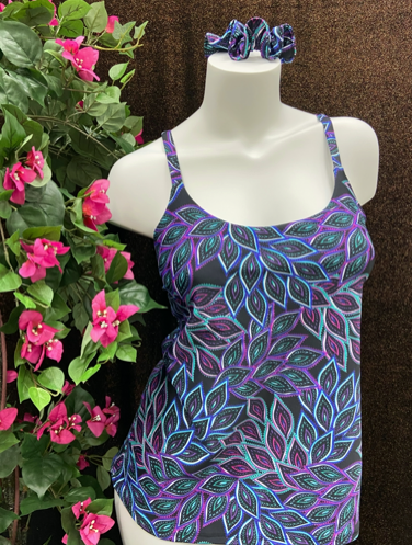 8.
Tank top with matching hair scrunchy $50  
Liner bra size 10-12 Bottom extra 