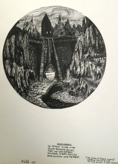 Pen and Ink Drawing
Artist: William Girard (signed twice)
1967
Inscribed: Minas Morgul