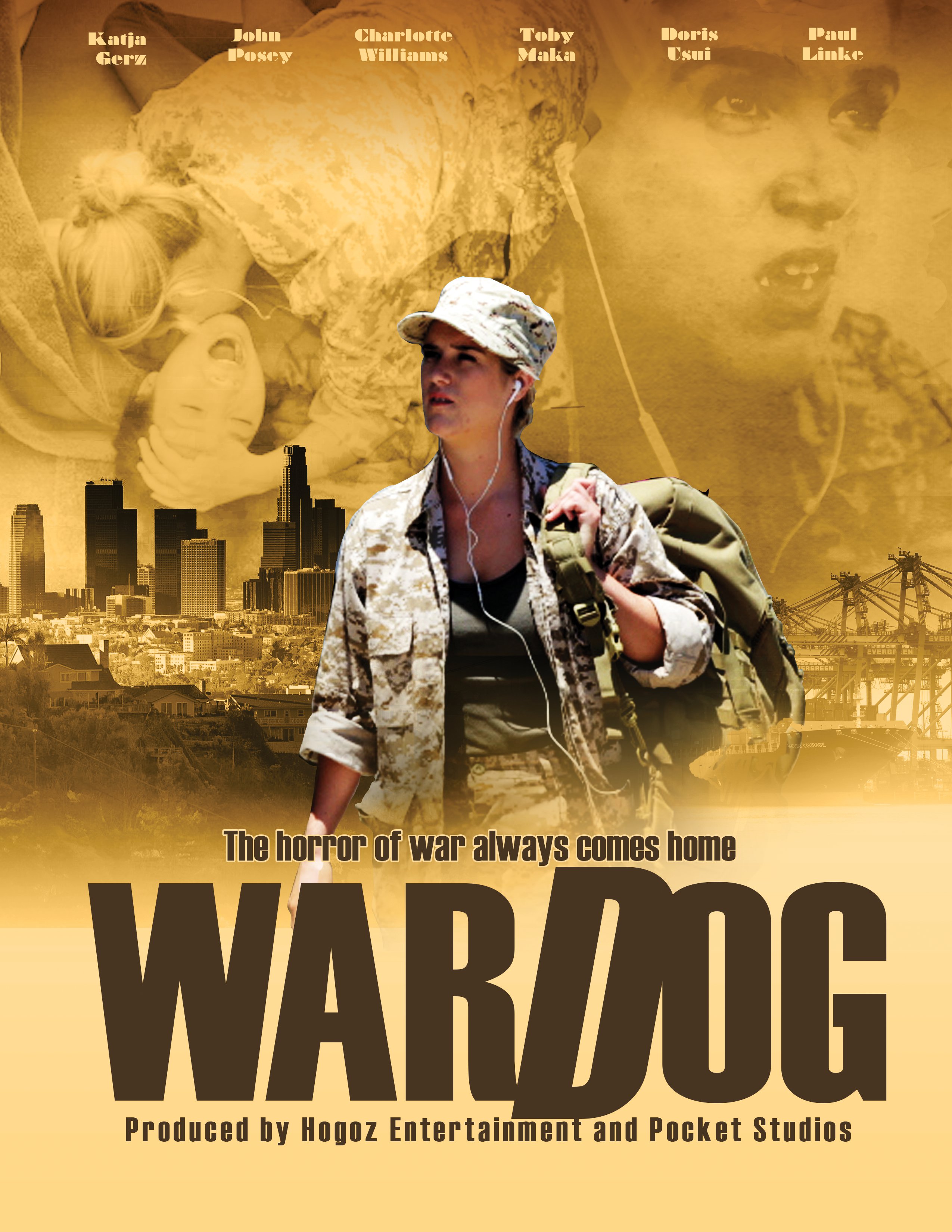Key art for the film War Dog showing a young female soldier returning home.
