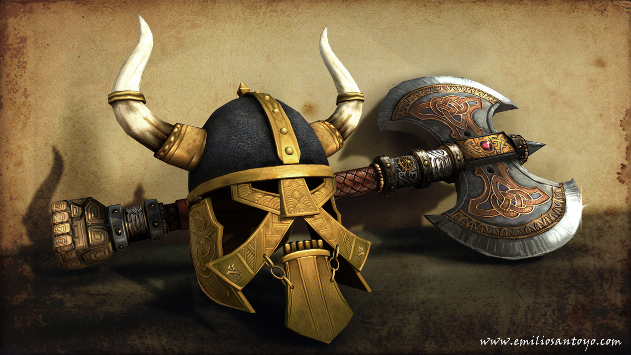 Ax and Helmet . Software used 3ds Max, and PhotoShop.