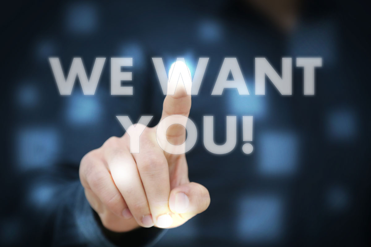 Businessman Touching We Want You!